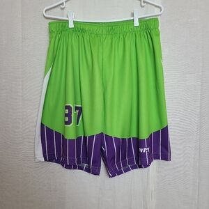 MNM Men's XXL Baseball Uniform Shorts Green Purple Neon Active Sport